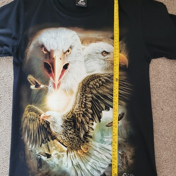 Caballo Shirt Mens Black Short Sleeve Bald Eagle Graphic Print Bird Of Prey - Picture 6 of 7
